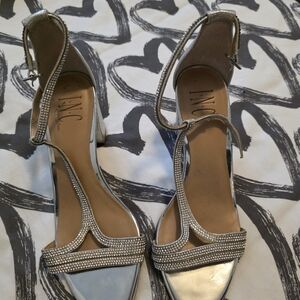 INC International Concepts Silver Heeled Sandals